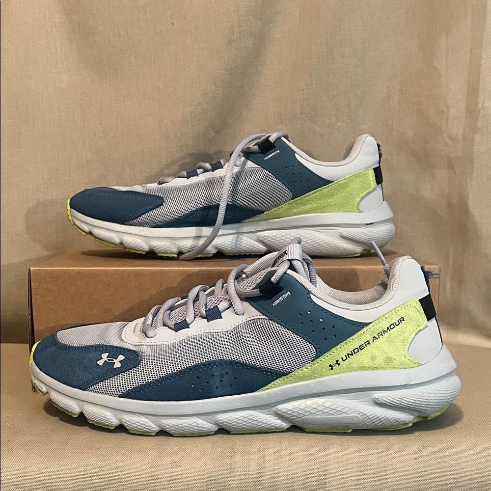 Under Armour Men’s Running Training Shoes Blue Gray Lime 12 mens
